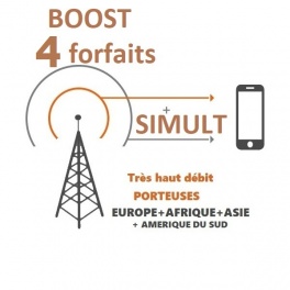 kit ProBOOSTEUR©  Routeur 4G+ porteuse Europe étendue , 4g+ BOOST 4 FORFAITS SIMULT avec antennes 4 dômes boules. et câbles ultr