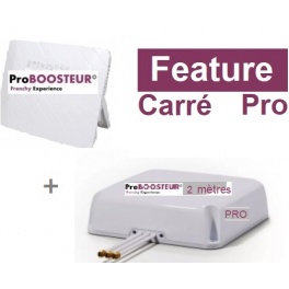Antenne Proboosteur 4G Feature Carré Pro Latéral 24cm X 24cm débit CAT6 double câble 200cm 