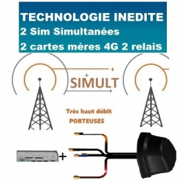 kit ProBOOSTEUR©  Routeur 4G+ porteuse Europe étendue , 4g+ BOOST 2 FORFAITS SIMULT avec antennes mini dôme noir 4X4 