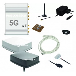 kit Proboosteur 5g routeur PRO Carré Pro  CAT-5G  2 SIM fabriqué en Europe et antenne requin noire rabaissée technologie  5g