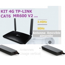 Proboosteur Routeur WIFI Van  Routeur Wifi portable 4 G CAT6 tp-link + 2 X Antenne Externe Aimanté verticaux (paroi)