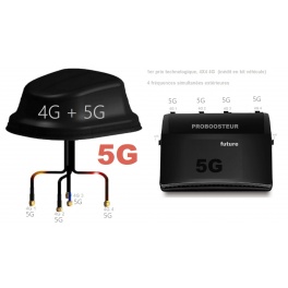 Kit 2025 Proboosteur 4G Future 2 SIM 5G + 4G  antenne requin noire 4X4 rabaissée, technologie 4 fréquences extérieures