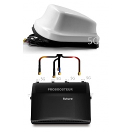 Kit 2025 Proboosteur 4G Future 2 SIM 5G + 4G  antenne requin 4X4 blanc 1M Semi eco, technologie 4 fréquences extérieures