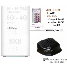 kit ProBOOSTEUR© 8X8 4G CAT20 +5G 4 GBit Europe+Monde 1 SIM (eco) (8antennes extérieures 4G + 5G  8X8 mimo sma possible) 