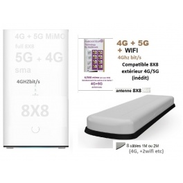 kit ProBOOSTEUR© 8X8 4G CAT20 +5G 4 GBit Europe+Monde 1 SIM (eco) (8antennes extérieures 4G + 5G  8X8 mimo sma Premium Antenna