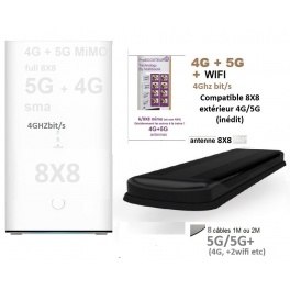 kit ProBOOSTEUR© 8X8 4G CAT20 +5G 4 GBit Europe+Monde 1 SIM (eco) (8antennes extérieures 4G + 5G  8X8 mimo sma Premium Antenna N