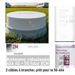 PRO CAT12/20 KIT antenne 4X4 4G 5G Platinium c&acirc;ble 2M avec ROUTEUR semi Pro CAT12/20 4G  + Configs + Param&eacute;trage sur mesure