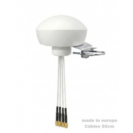 Probooster antenne Ronde aplatie MIMO 4X4 (2X2 + 2X2) - 4G 5G wifi BLANC, made in EUROPE, suspendue 