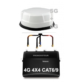 Kit 2025/2026 Proboosteur 4G Future 2  CAT6/9 + 4G  antenne tour 4X4 blanc 1M PRO, technologie 4 fr&eacute;quences ext&eacute;rieures