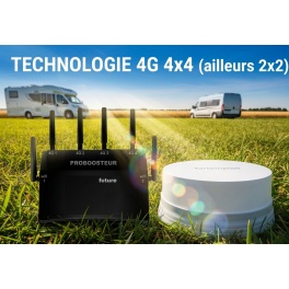 Kit Proboosteur 4G Future 2 SIM 4G CAT6 antenne Platinium 4X4 rabaiss&eacute;e, technologie 4 fr&eacute;quences ext&eacute;rieures 2026, 2M&egrave;tres c&acirc;bl