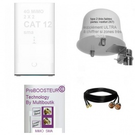 kit ProBOOSTEUR©  4G++ 4 porteuses Cat.12 format tour   EUROPE extérieur ROUTEUR , 4g+  inclus antenne et câbles