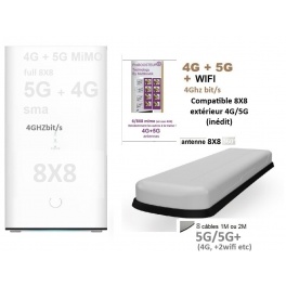 kit ProBOOSTEUR&copy; 8X8 4G CAT20 +5G 4 GBit Europe+Monde 1 SIM (eco) (8antennes ext&eacute;rieures 4G + 5G  8X8 mimo sma Premium Antenna, 
